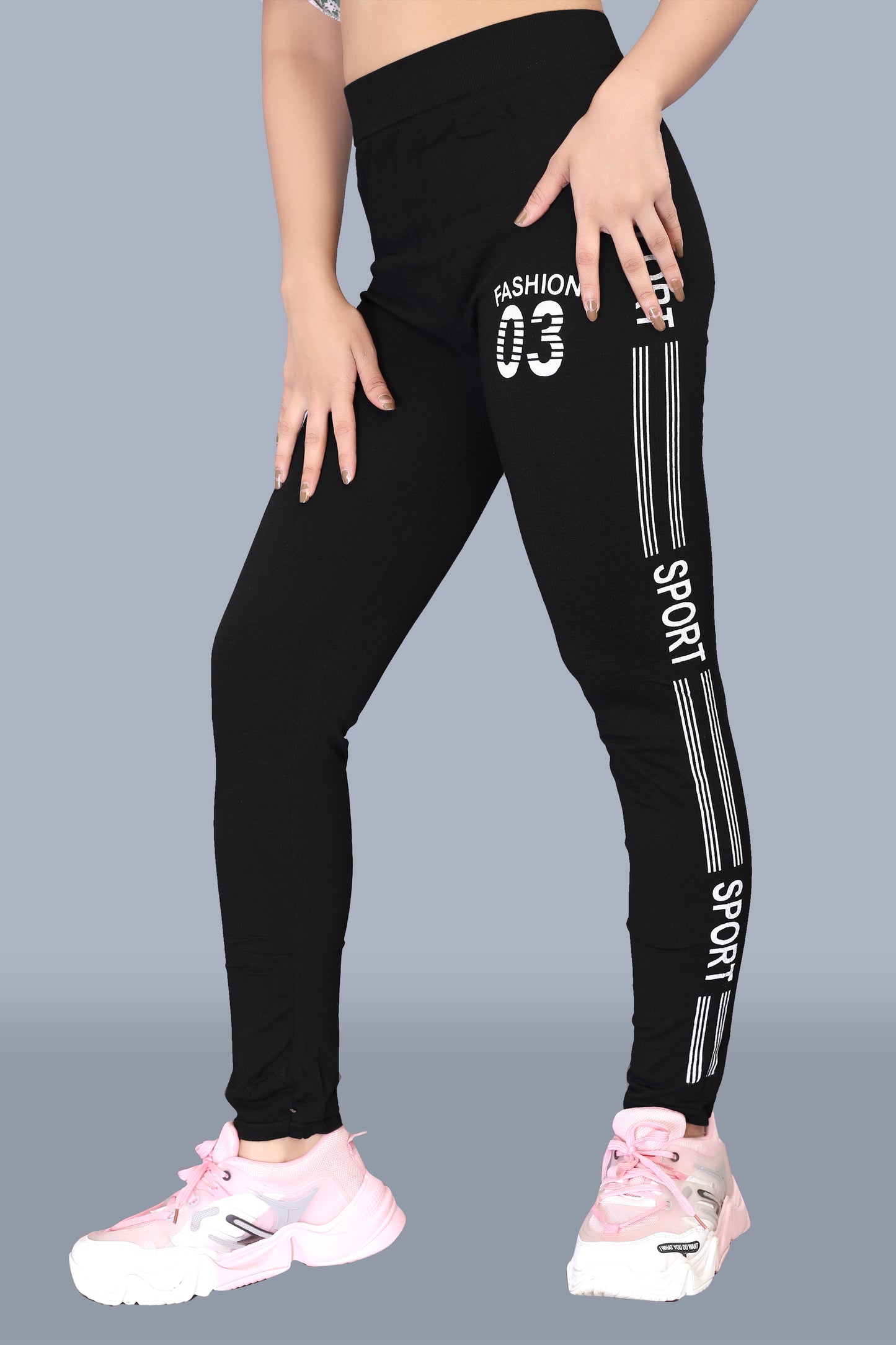 Women Sporty Printed Black Leggings