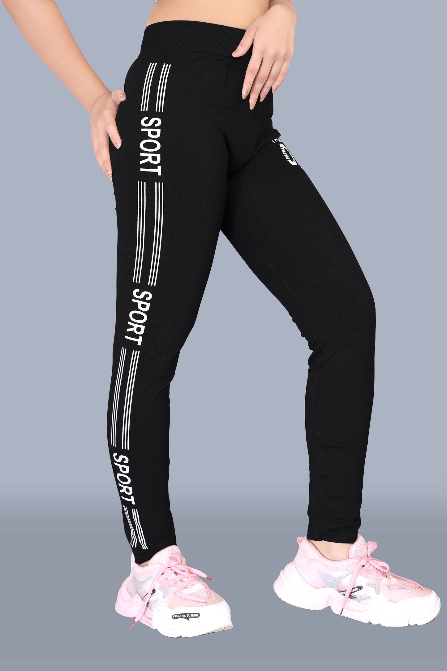 Women Sporty Printed Black Leggings