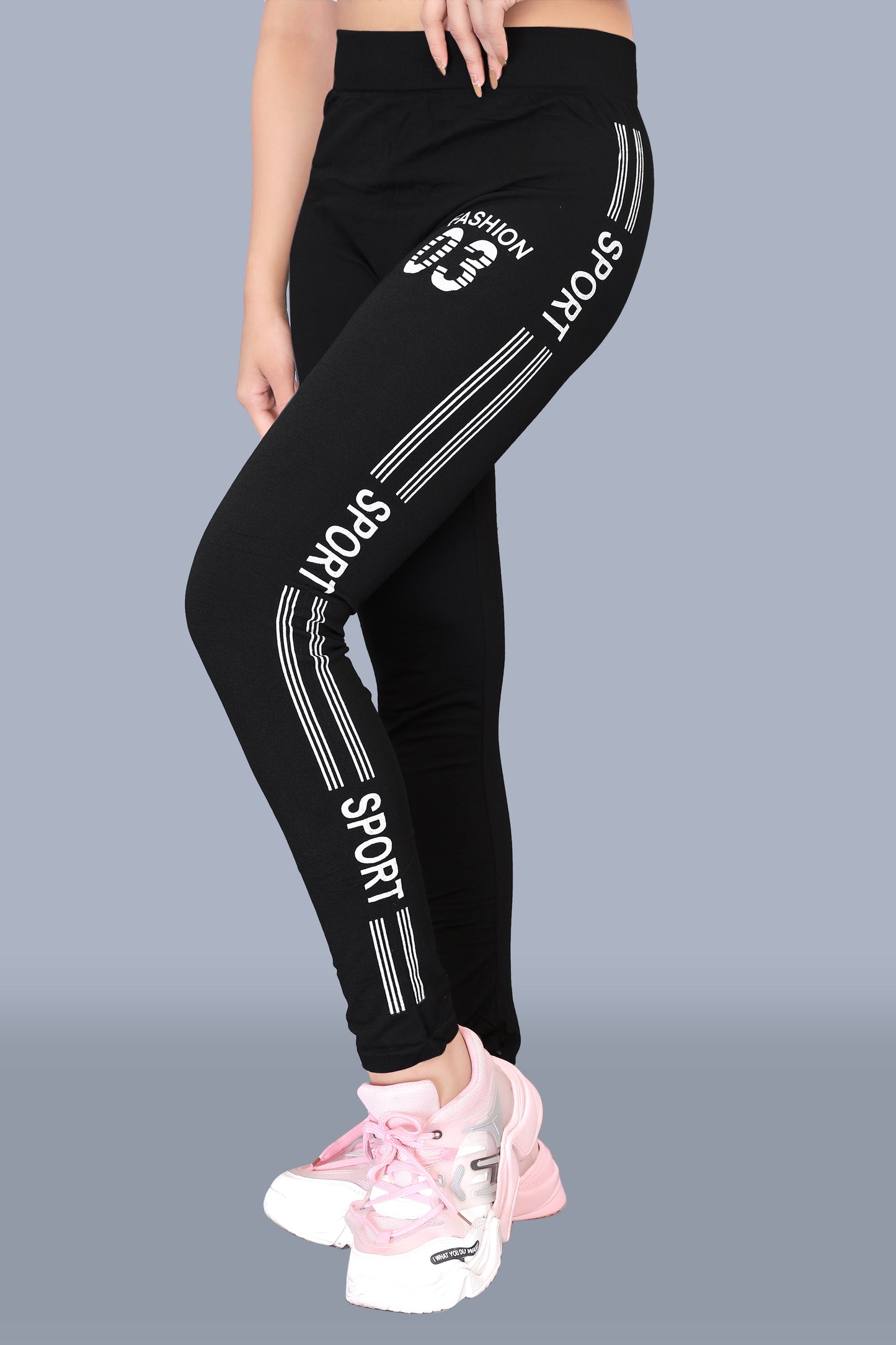 Women Sporty Printed Black Leggings