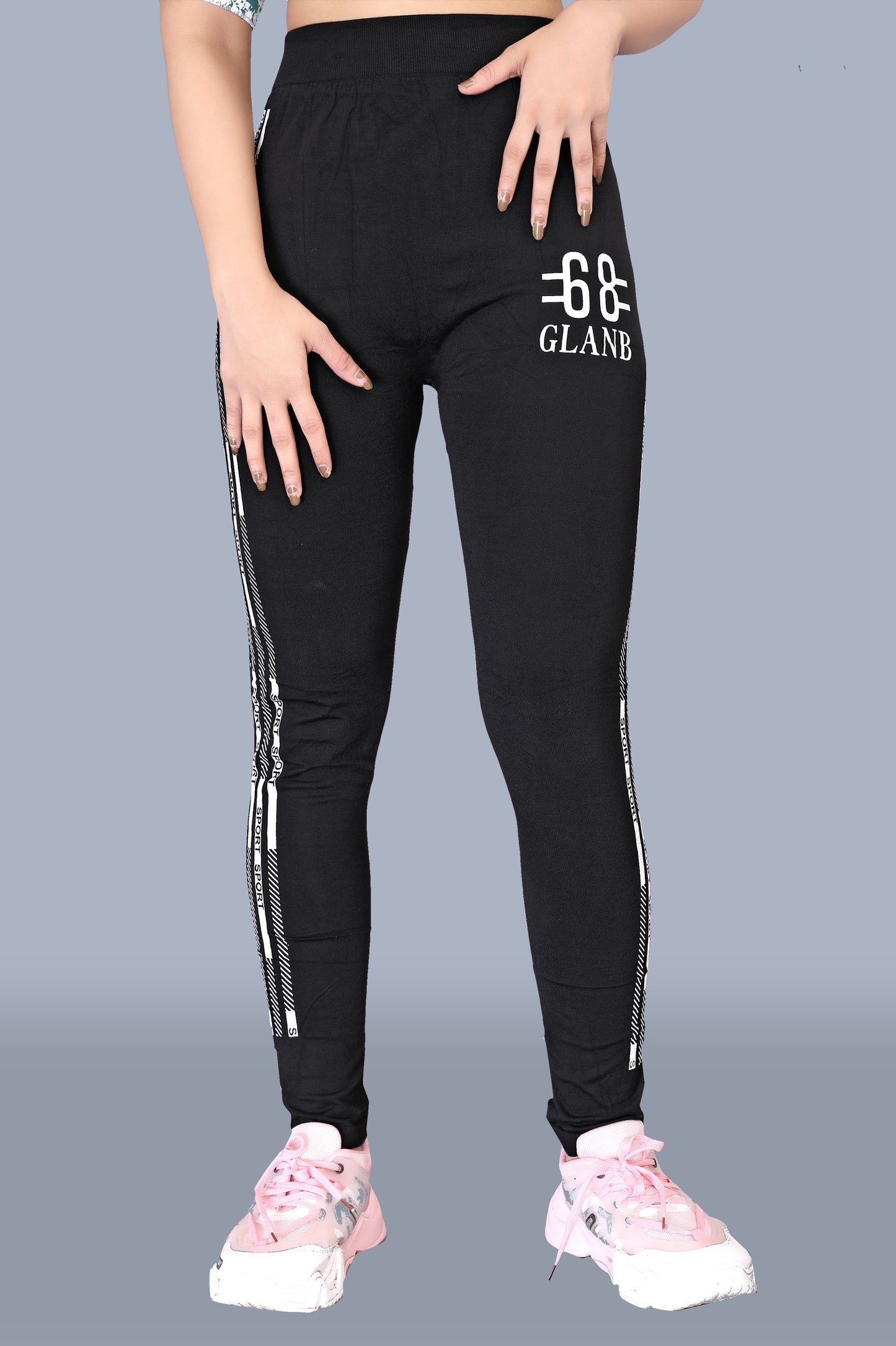 Women Sporty GLANB Printed Black Leggings