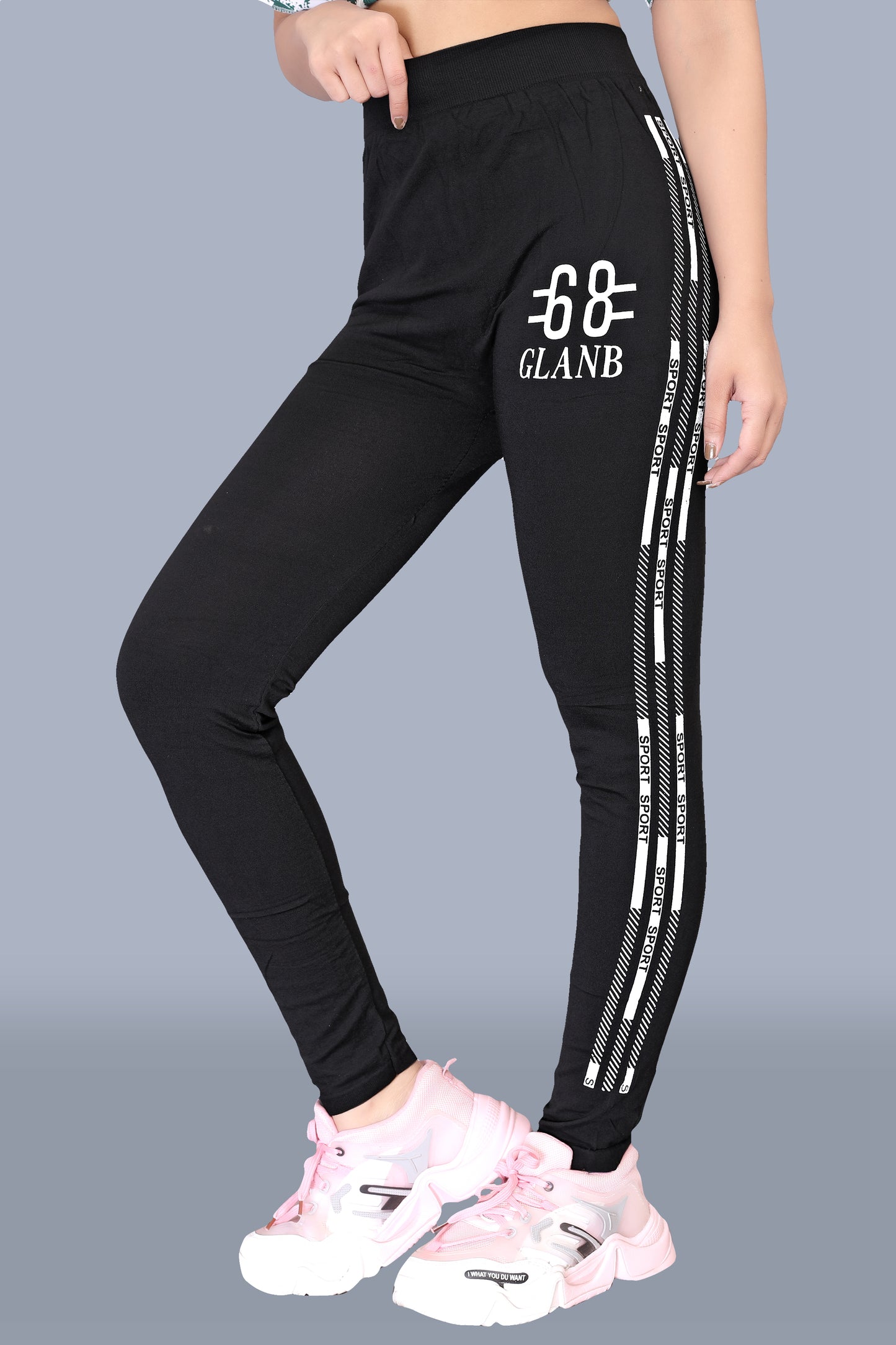 Women Sporty GLANB Printed Black Leggings