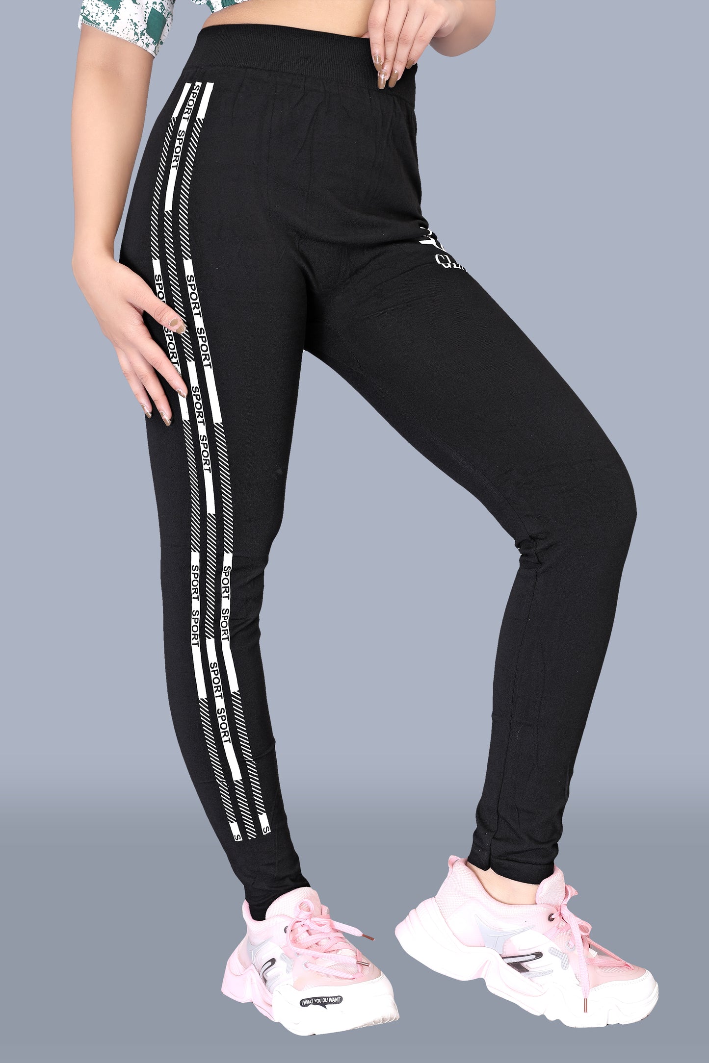 Women Sporty GLANB Printed Black Leggings