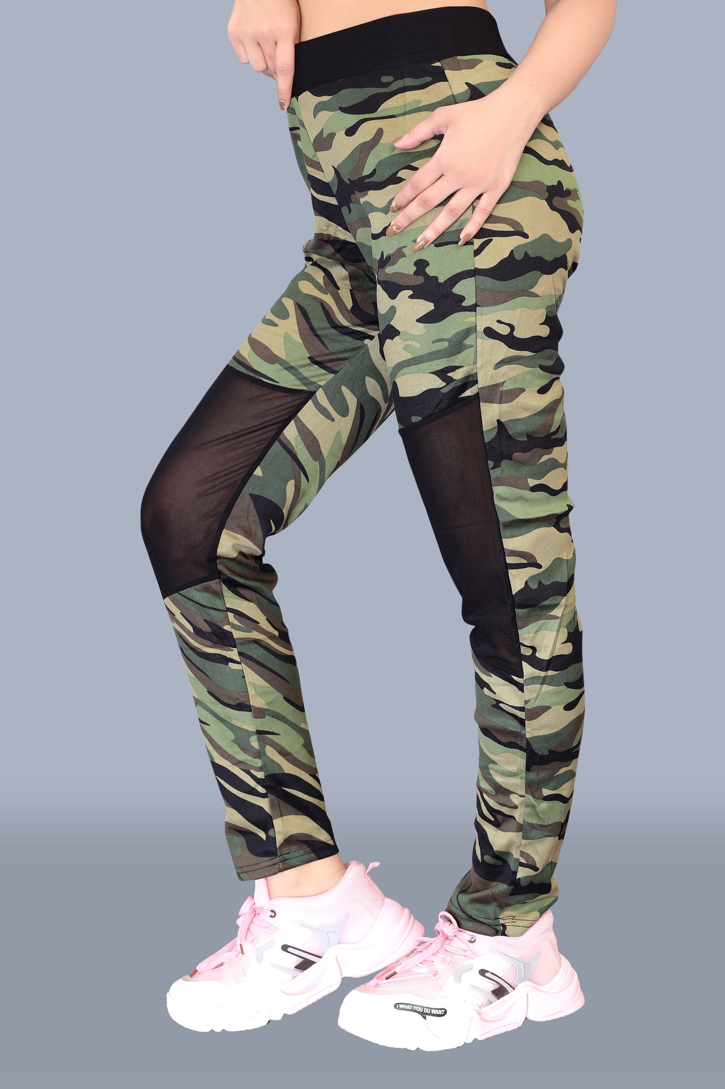 Women's Sports Army Print Net Pant